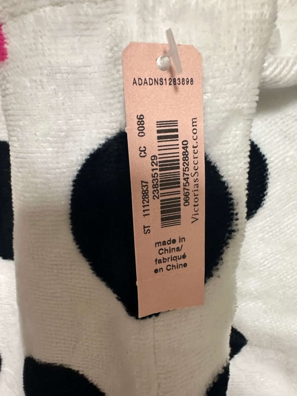 PINK Victoria's Secret White Polka Dot Bath Towel Wrap with Yellow Smile Patch - Picture 4 of 5